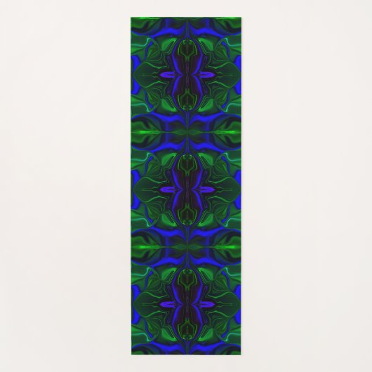 Traços azuis "flutuando" sobre fundo verde. yogamat (Voorkant)