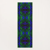 Traços azuis "flutuando" sobre fundo verde. yogamat (Achterkant)