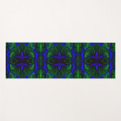 Traços azuis "flutuando" sobre fundo verde. yogamat (Voorkant (horizontaal))