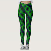 Traços e formas azuis sobre fundo verde. leggings (Voorkant)