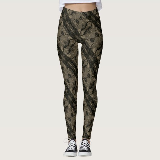 Traços e forms marrom muito escuro e ton claros leggings (Voorkant)