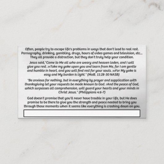 Tract - Escape Visitekaartje (Achterkant)