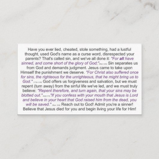 Tract - Salvatiebericht Visitekaartje (Achterkant)