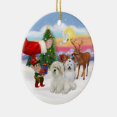 Tracteer- Twee Coton de Tulears Keramisch Ornament (Rechts)