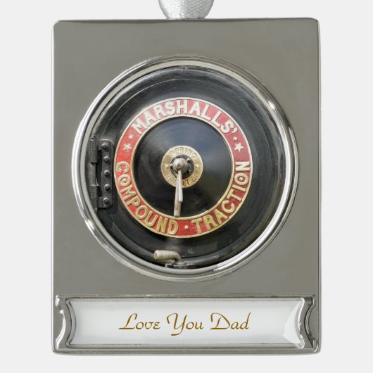 TRACTIEMOTOREN VERZILVERD BANNER ORNAMENT (Voorkant)