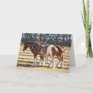 Tractiepaarden in het span Hartelijk dank Feestdagen Kaart