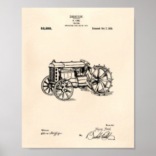Tractor 1919 Patent Art Old Peper Poster