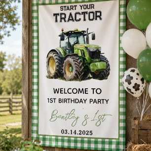 Tractor 1e Verjaardagsfeest Plezierige Boerderij Spandoek