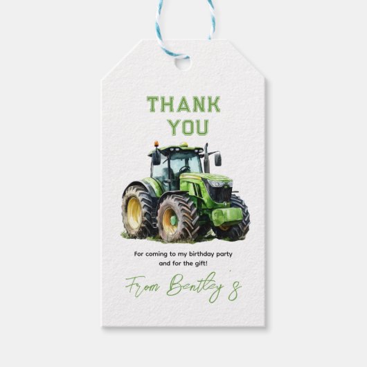 Tractor 1st Birthday Party Fun Boerderij Cadeaulabel (Voorkant)