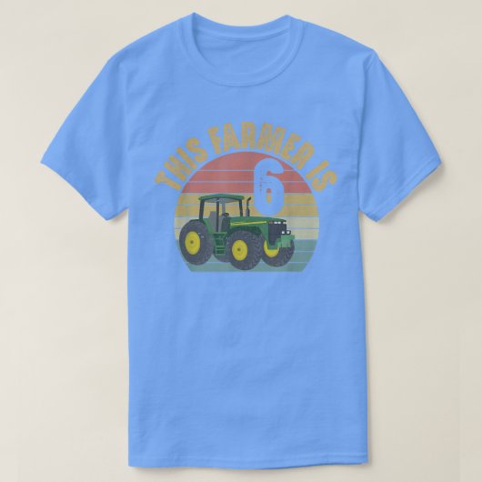 Tractor 6th Birthday 6 Year Old Farmer Boerderij T T-shirt (Design voorkant)