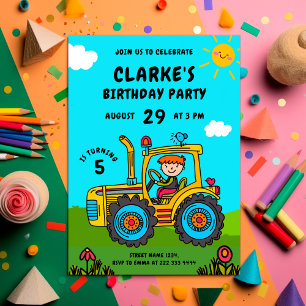 Tractor Adventure Sunny Birthday Bash Kaart