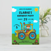 Tractor Adventure Sunny Birthday Bash Kaart (Staand voorkant)