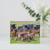 Tractor als Hitching Post Briefkaart (Staand voorkant)