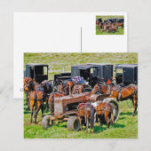 Tractor als Hitching Post Briefkaart (Voorkant / Achterkant)