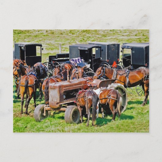 Tractor als Hitching Post Briefkaart (Voorkant)