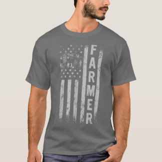 Tractor American Flag Graphic Patriotic Farmer Far T-shirt