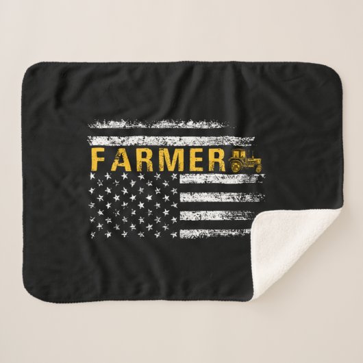 Tractor American USA Flag Funny Farmer Rancher Sherpa Deken (Voorkant (horizontaal))