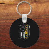 Tractor American USA Flag Funny Farmer Rancher Sleutelhanger (Voorkant)
