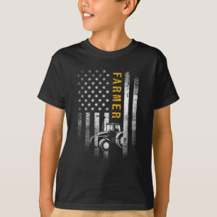 Tractor American Vlag Funny Farmer Rancher Gif T-shirt