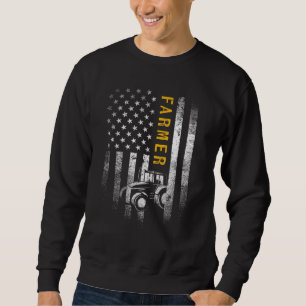 Tractor American Vlag Funny Farmer Rancher Gif Trui