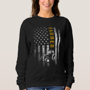 Tractor American Vlag Funny Farmer Rancher Gif Trui