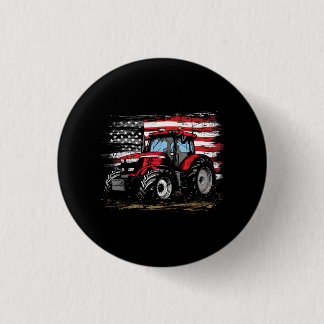 Tractor Amerikaanse Vintage Boerderij Landbouw Vla Ronde Button 3,2 Cm