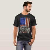 Tractor Amerikaanse Vlag Patriottische Boer Vierde T-shirt (Voorkant volledig)