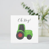 Tractor Baby Boy Douche Uitnodiging (Staand voorkant)