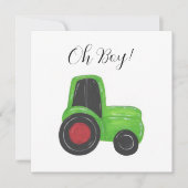 Tractor Baby Boy Douche Uitnodiging (Voorkant)