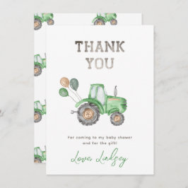 Tractor Baby shower - Hartelijk dank - Kaart