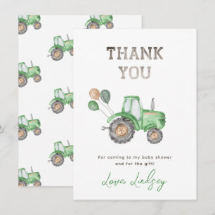 Tractor Baby shower - Hartelijk dank - Kaart