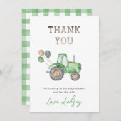Tractor Baby shower - Hartelijk dank - Kaart (Voorkant / Achterkant)