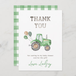 Tractor Baby shower - Hartelijk dank - Kaart