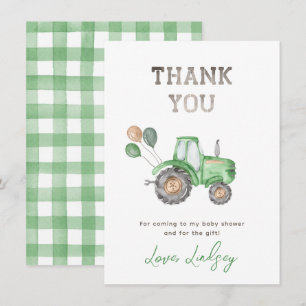 Tractor Baby shower - Hartelijk dank - Kaart