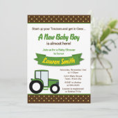 Tractor Baby shower Invitation 5x7 Card Kaart (Staand voorkant)