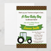 Tractor Baby shower Invitation 5x7 Card Kaart (Voorkant / Achterkant)