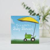 Tractor Baby shower Invitation: Groene Tractor Kaart (Staand voorkant)