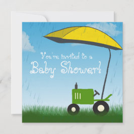 Tractor Baby shower Invitation: Groene Tractor Kaart