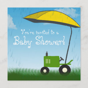 Tractor Baby shower Invitation: Groene Tractor Kaart