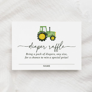Tractor Baby shower Luier Raffle Ticket Informatiekaartje