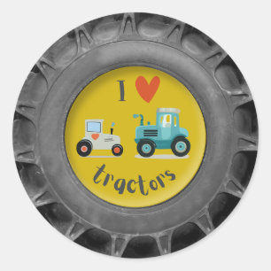Tractor band met schattige ik hou van tractoren ronde sticker