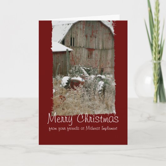 Tractor & Barn Christmas Kaart (Voorkant)