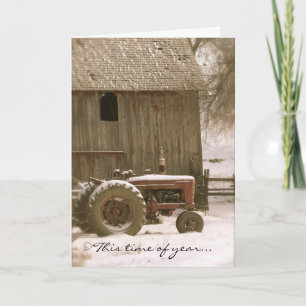 Tractor & Barn Christmas Kaart