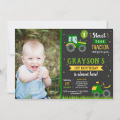 Tractor Barnyard Birthday Party Invitation Kaart (Voorkant)
