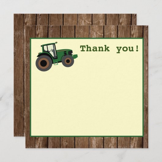 Tractor Birthday Dank u, Boerderij Birthday Bedankkaart (Voorkant / Achterkant)