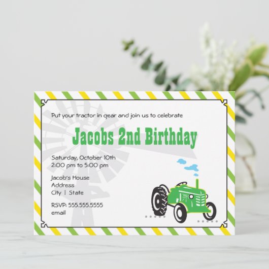 Tractor Birthday Invitation Kaart (Staand voorkant)