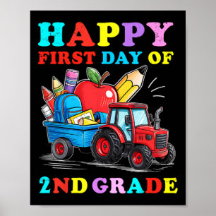 Tractor Blij eerste dag van de 2e klas terug naar Poster