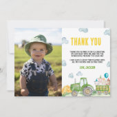 Tractor Boerderij Animal Verjaardagsfoto Dank u ka Bedankkaart (Voorkant)