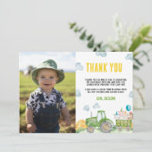 Tractor Boerderij Animal Verjaardagsfoto Dank u ka Bedankkaart (Staand voorkant)
