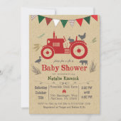 Tractor Boerderij Dier Baby Shower Uitnodiging (Voorkant)